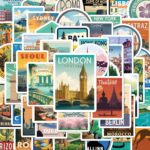waterproof vinyl world travel map stickers for luggage laptop