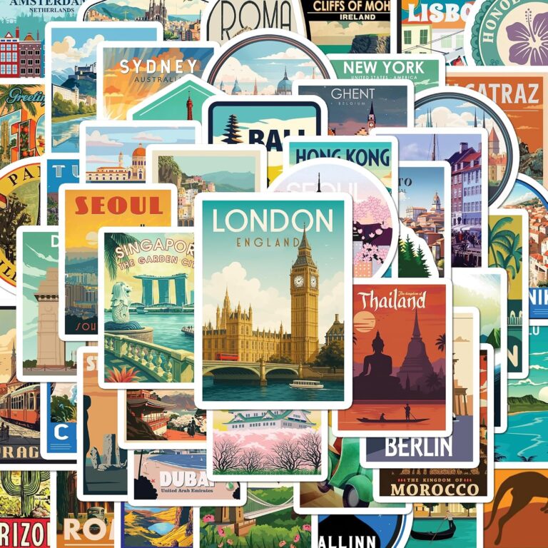 Best Vintage Stickers Travel Sets for Car Windows, Journals & Luggage