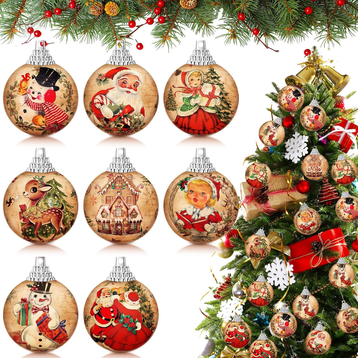 vintage style glass tree ornament bundle