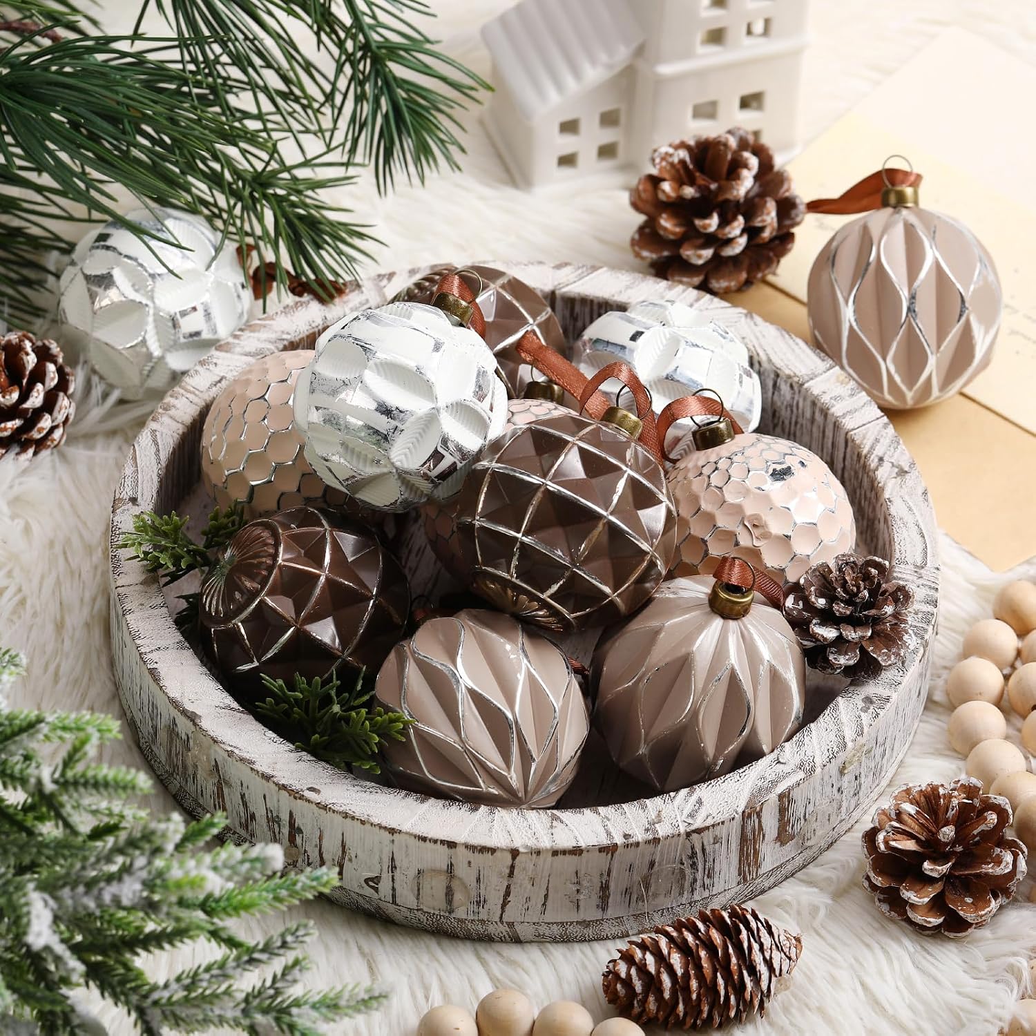 distressed vintage style christmas ornament decorations