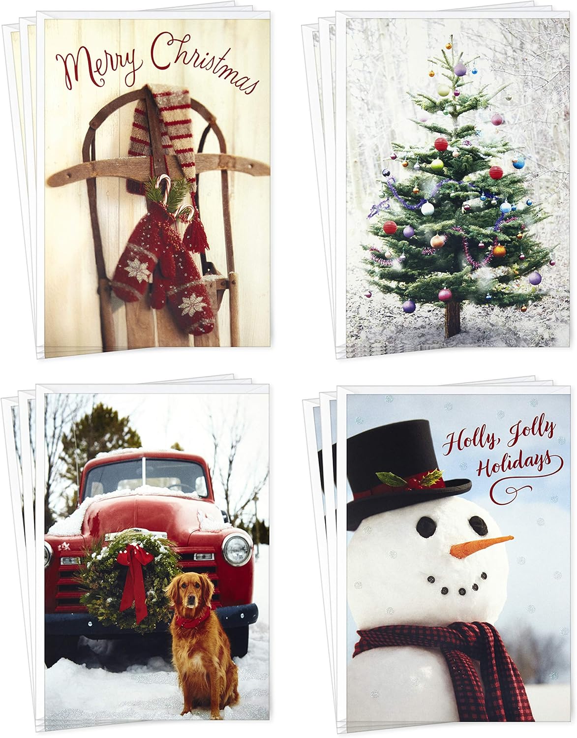 vintage hallmark red truck christmas cards