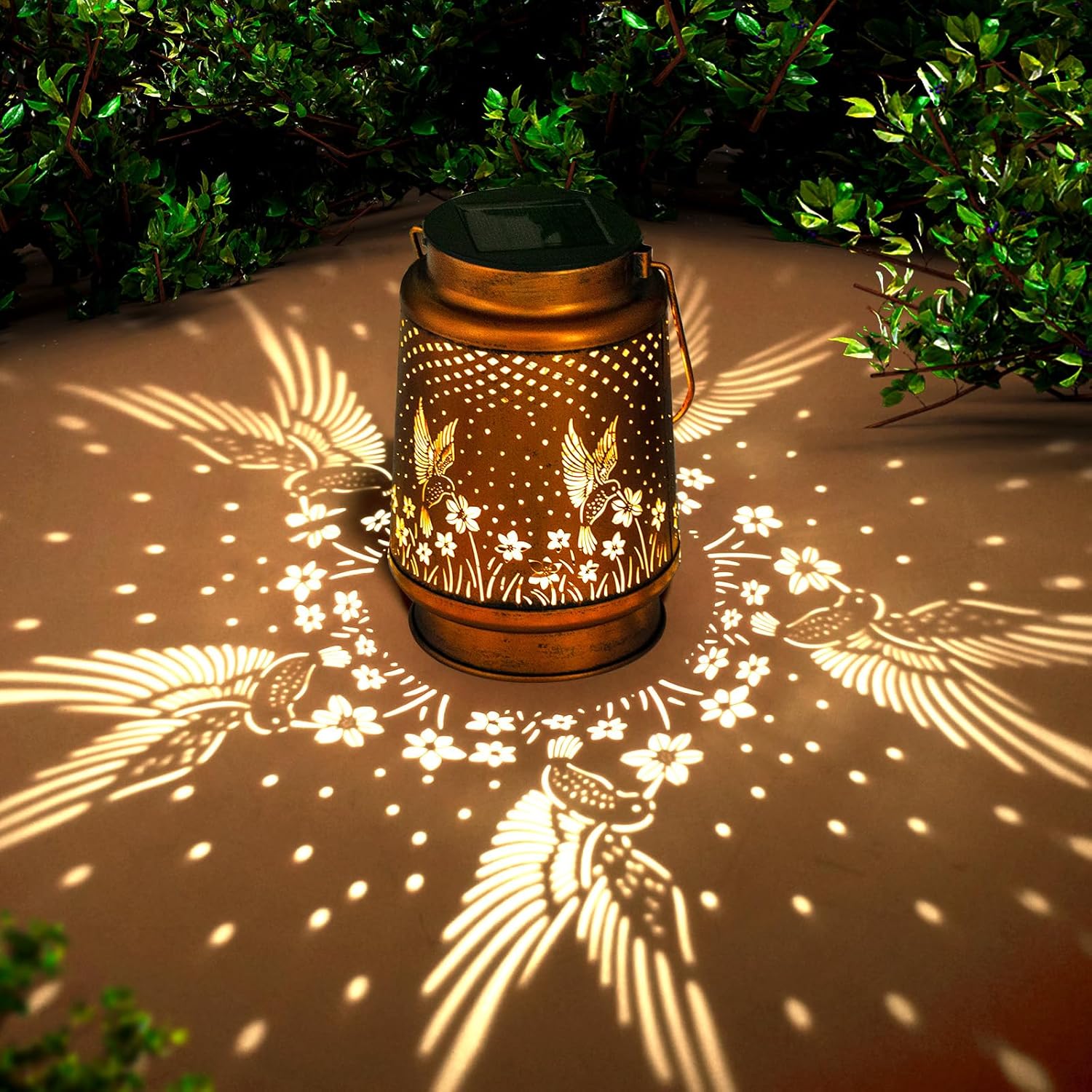 vintage gold hummingbird solar lantern christmas garden gift