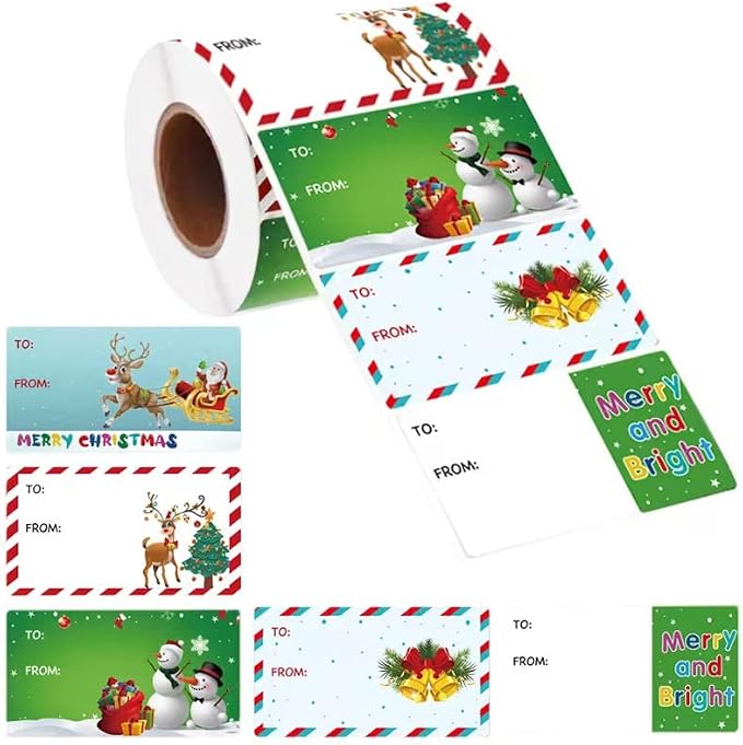 vintage christmas gift tag stickers self adhesive 500 pack