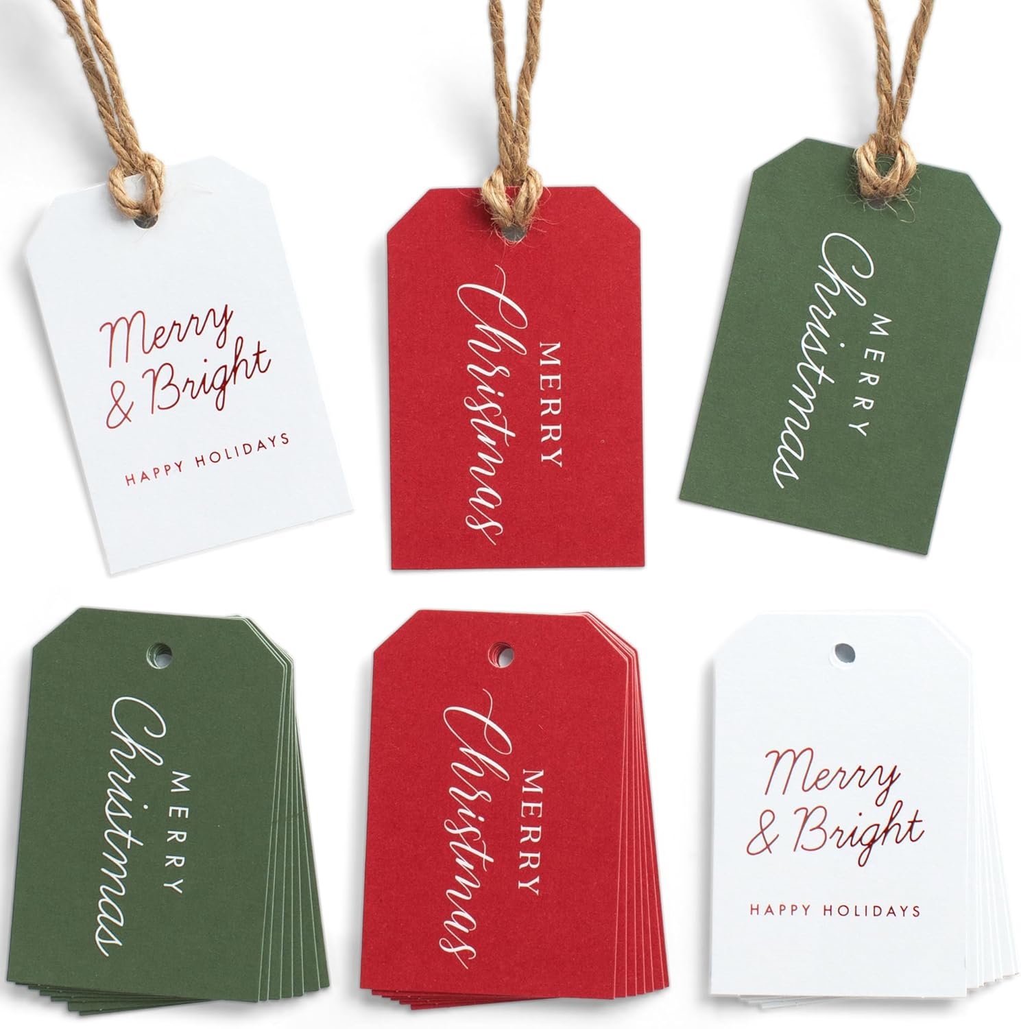 modern vintage christmas gift tags with rope 48 pack