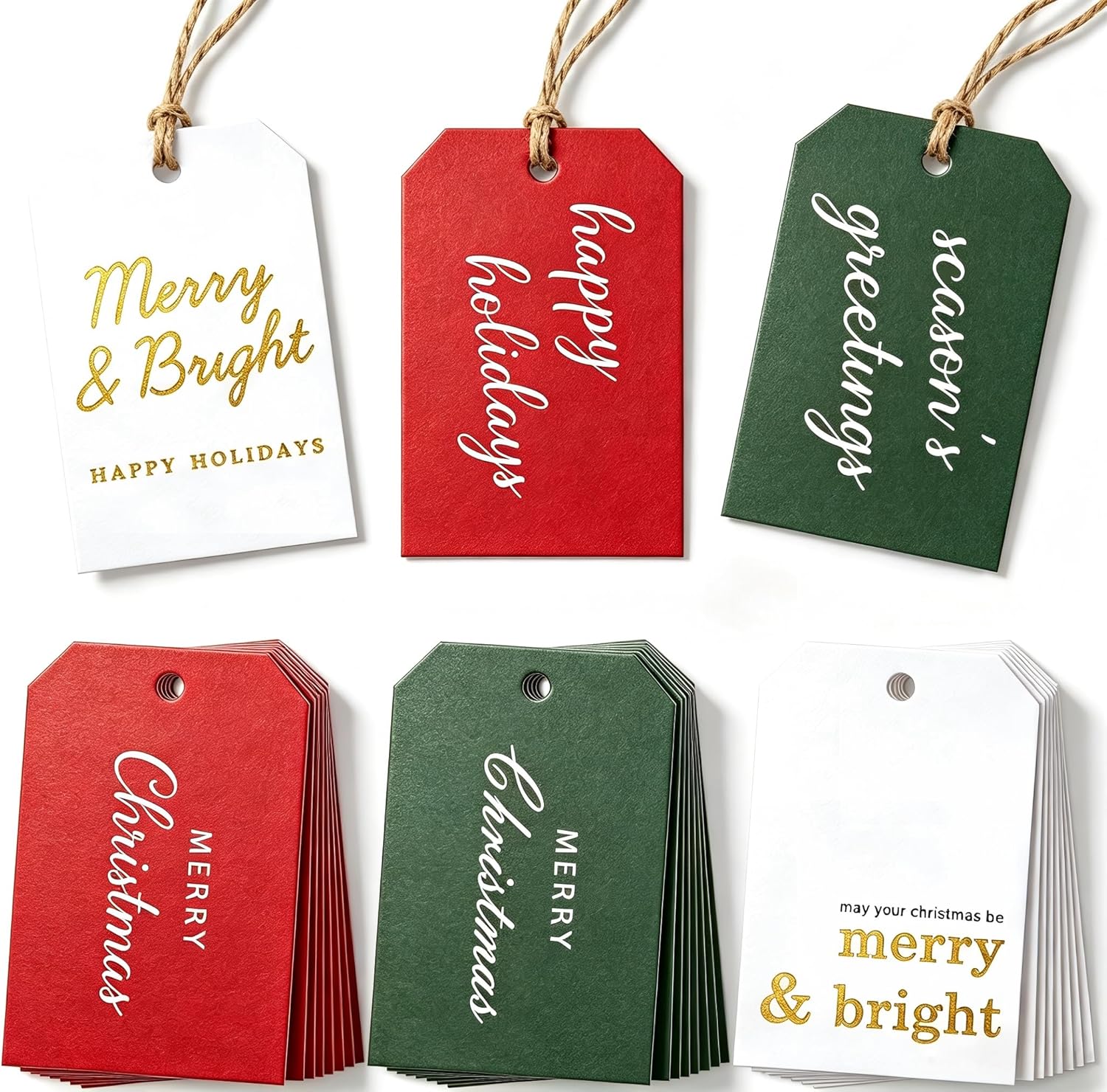 vintage christmas gift tags with string attached 48 pack