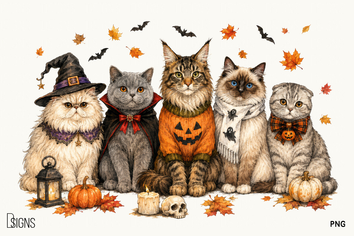 cozy halloween fall cute cat lover png vintage design