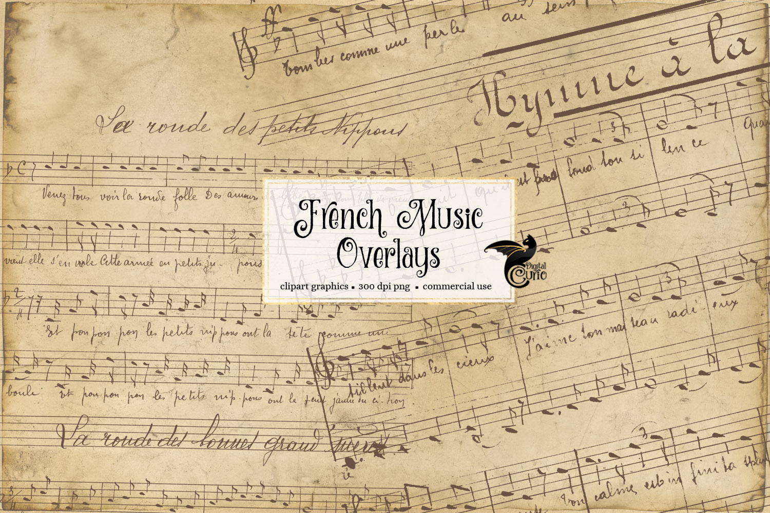 french music overlays vintage design