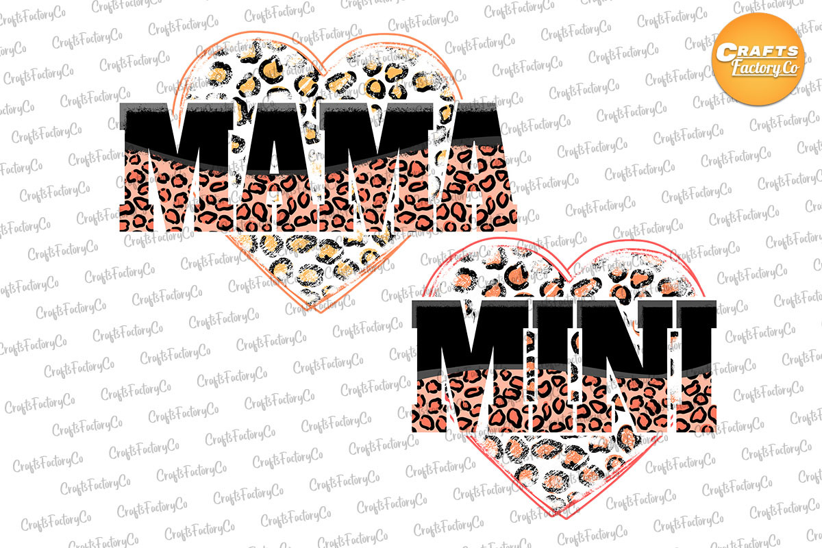 mama mini vintage sublimation designs leopard print retro PNG