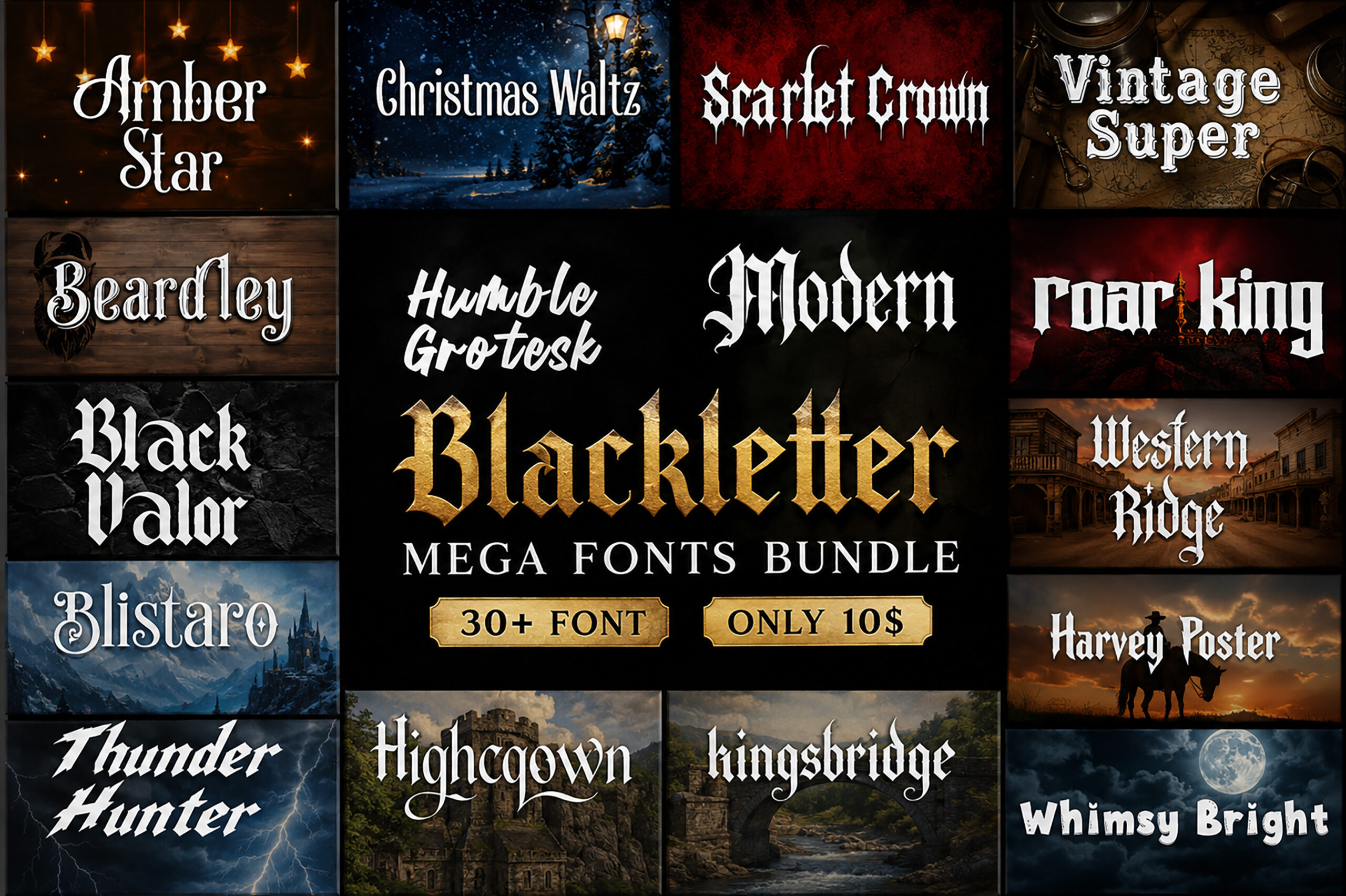 modern blackletter mega bundle font design