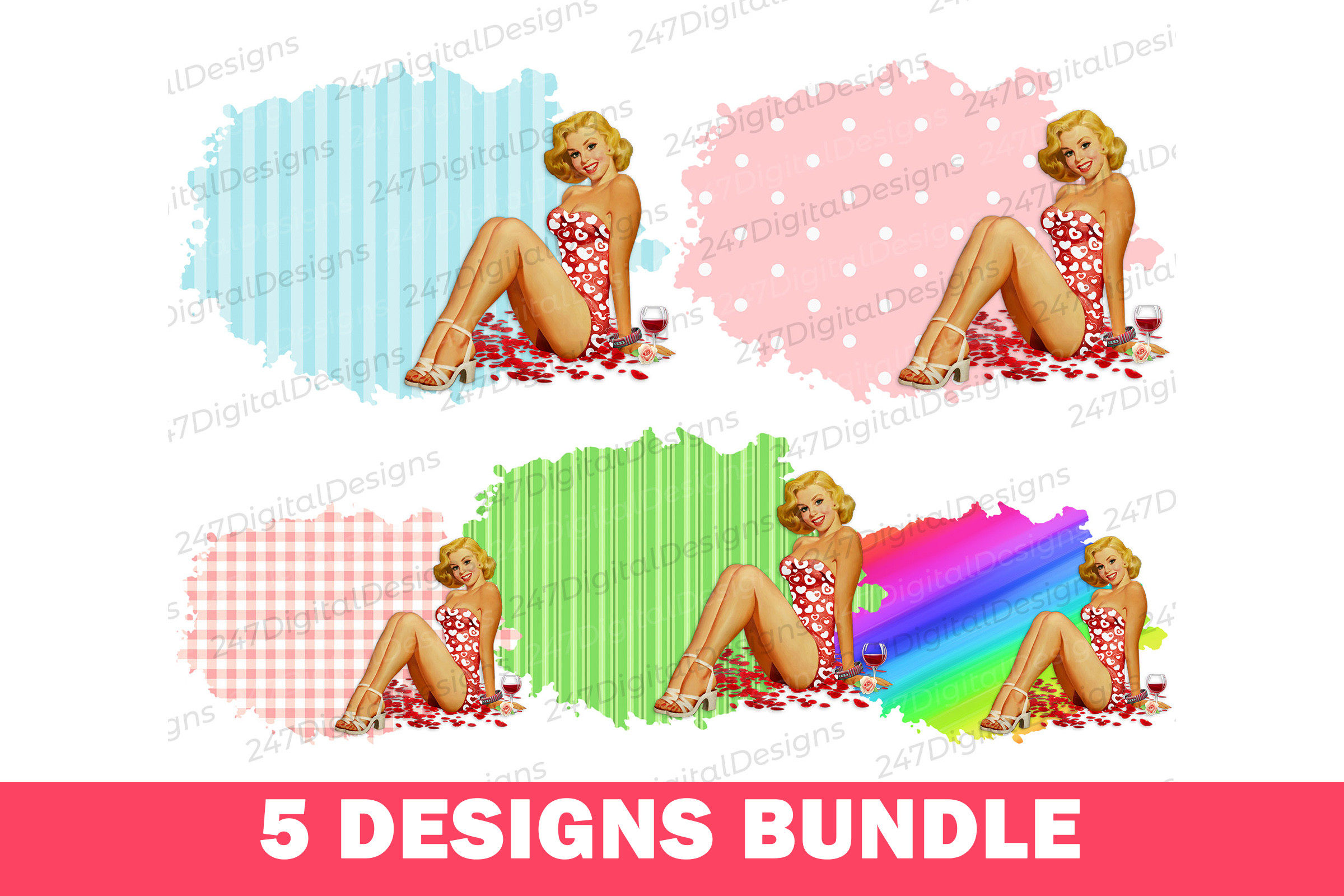 pin up girl clipart vintage sublimation designs 50s retro PNG