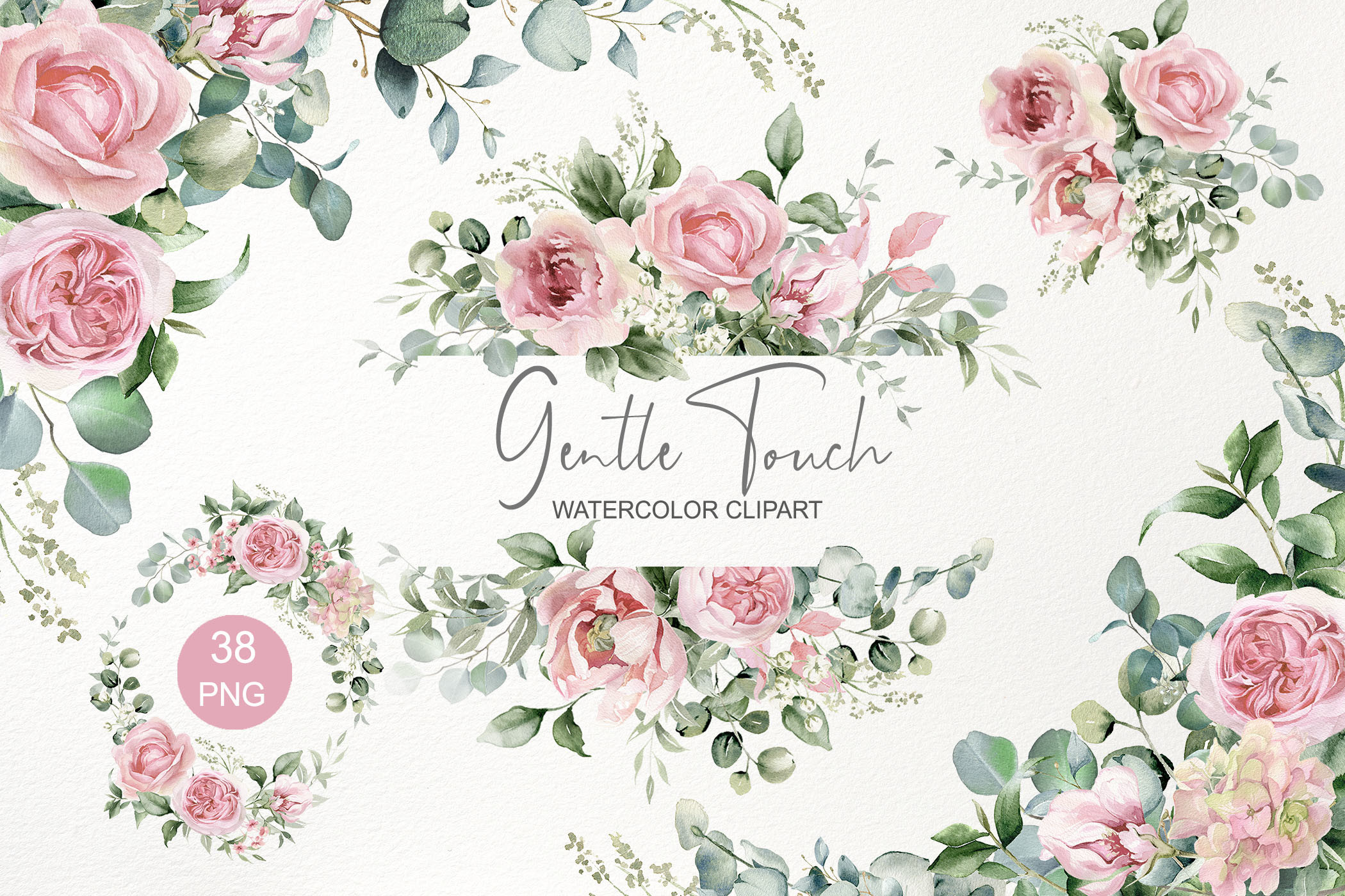 pink floral clipart watercolor flowers vintage design