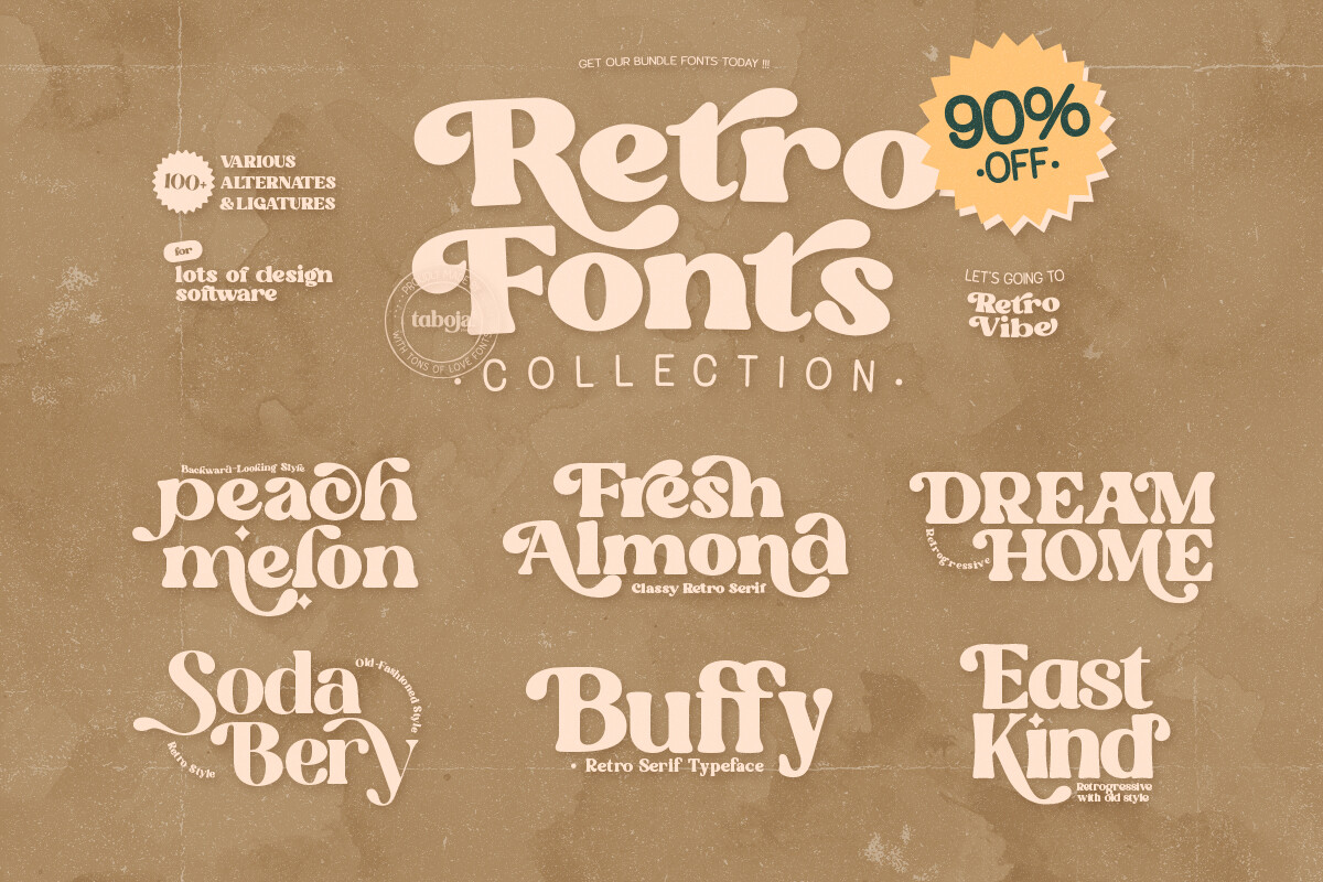 retro fonts collection vintage design