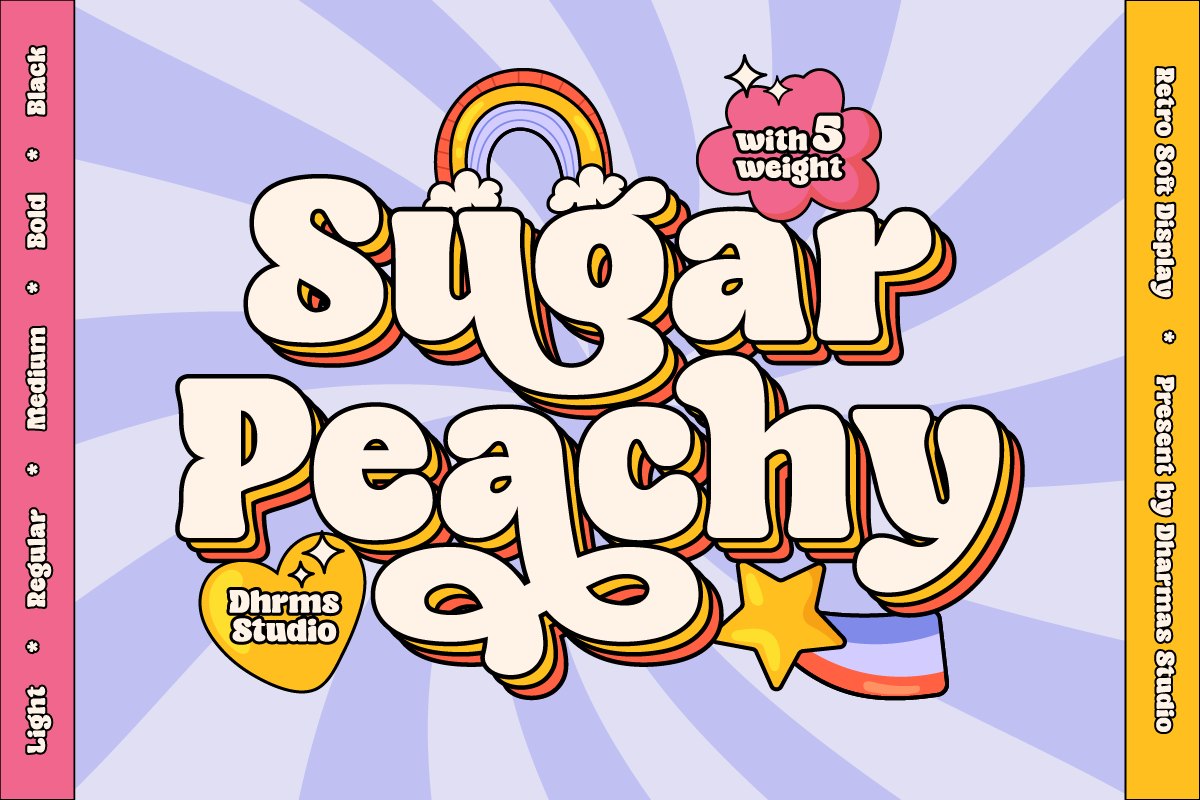 sugar peachy vintage lettering design