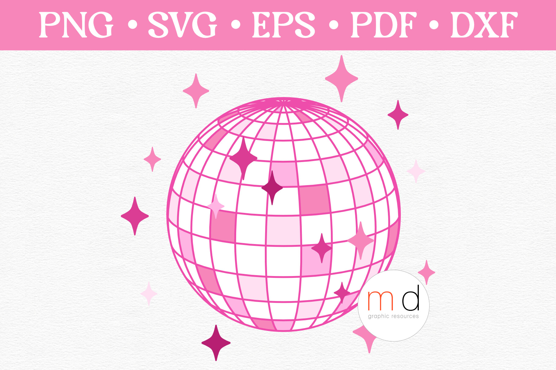 disco ball svg and png at 300 dpi for shirt and sticker printing