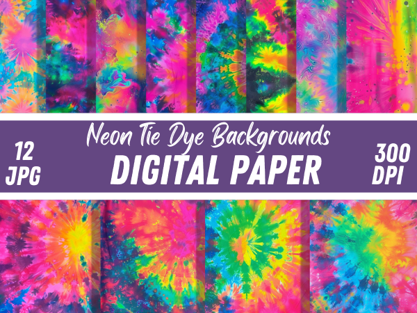 neon tie dye background papers for 80s graphic design