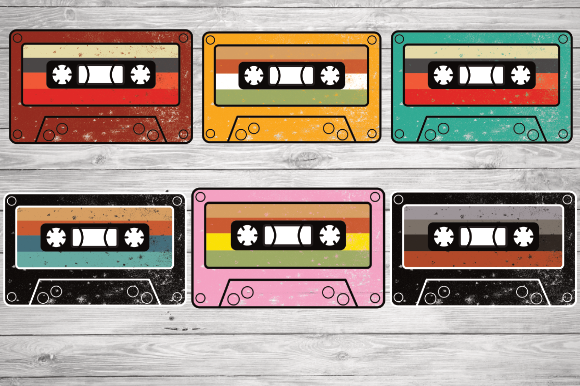 vintage retro cassette tape png set for 80s shirt designs