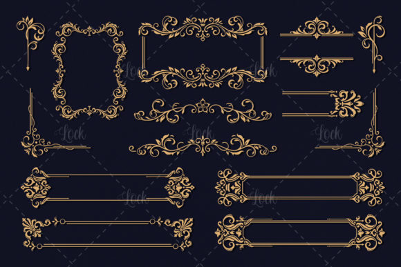 14 variant vintage border ornament design