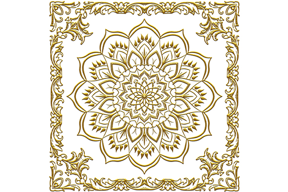 golden vintage frame border flower design for print