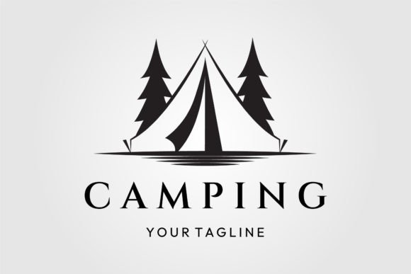 camping tent vintage logo design outdoor badge retro