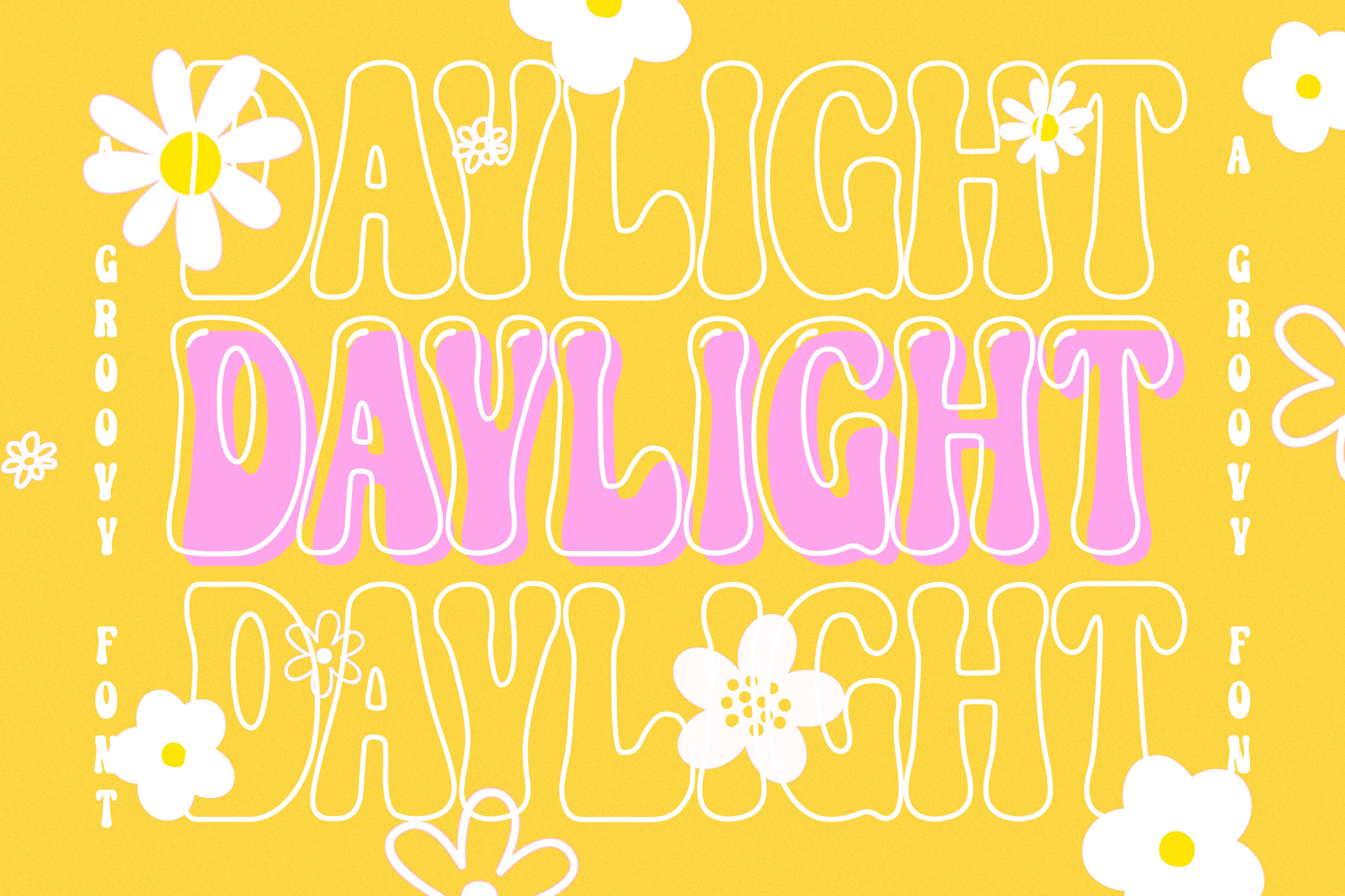 daylight thick groovy 70s display font for poster design