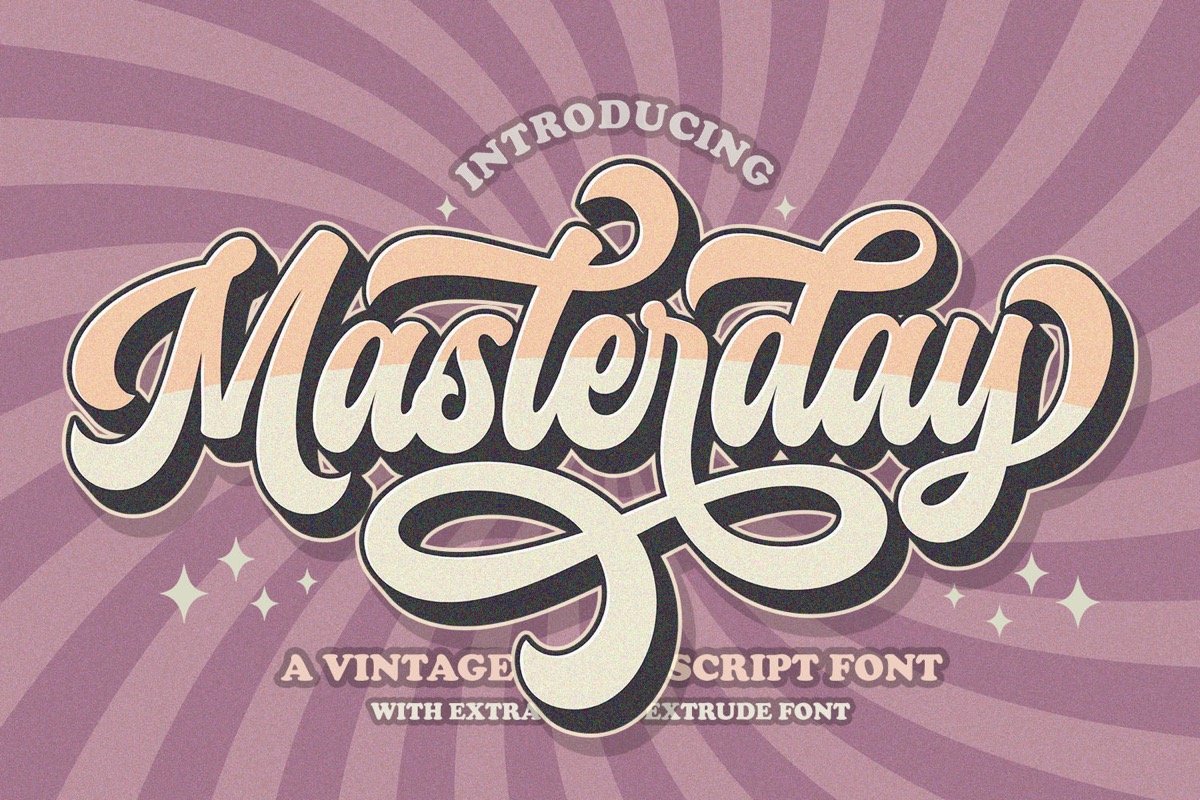 masterday retro handwritten font for vintage poster design