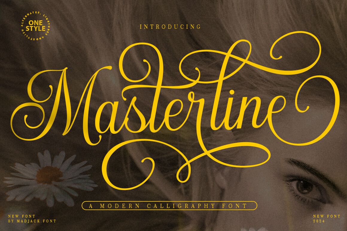 masterline calligraphy swash font for vintage poster design