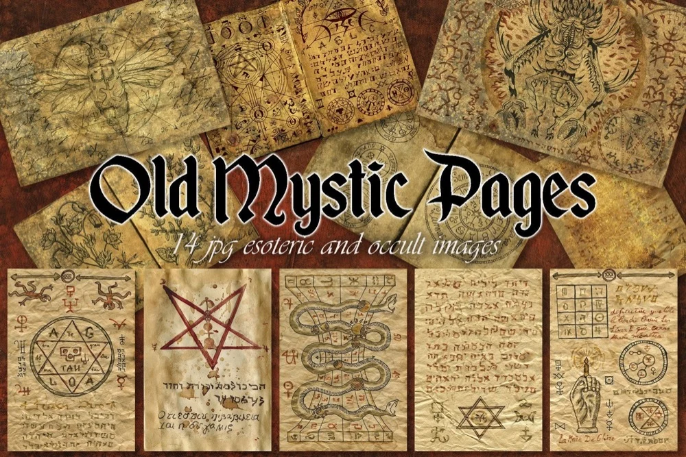 Old Mystic Pages: vintage Halloween design set preview