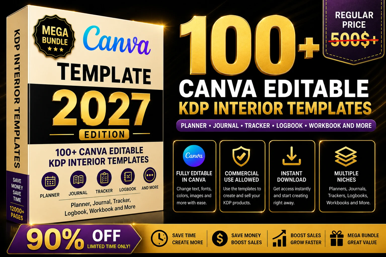 100+ editable templates (kdp 2026)