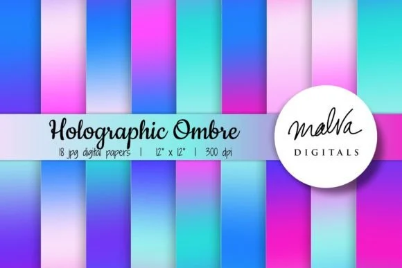 Holographic Neon Ombre Backgrounds