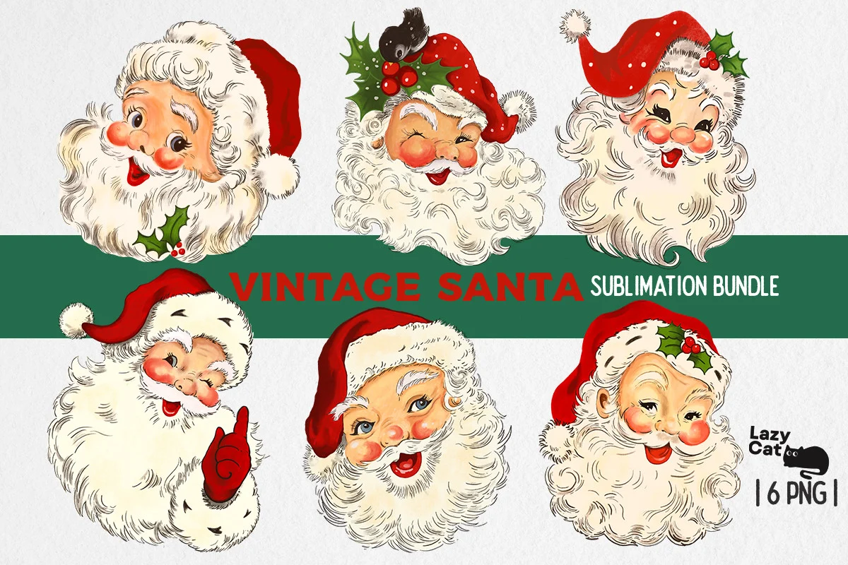 vintage santa sublimation bundle